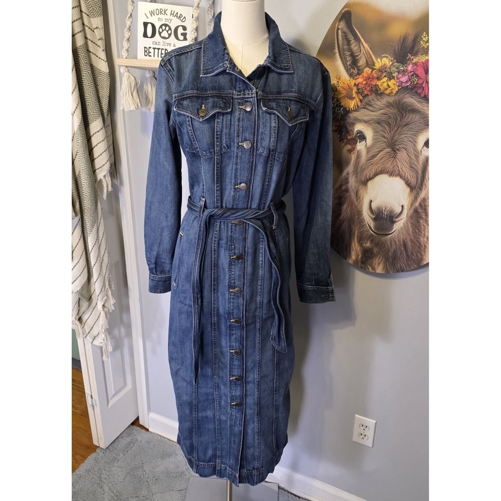 Ralph Lauren Belted Denim Shirt Dress Size 2 Country Western Rockabilly Y2K